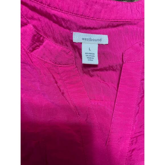 Westbound VNeck button up Pink Large - Picture 3 of 6